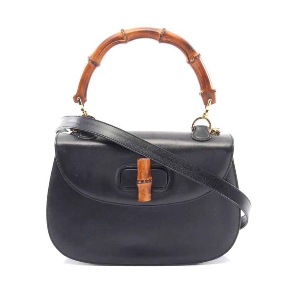 Gucci Bamboo Leather Handbag Black